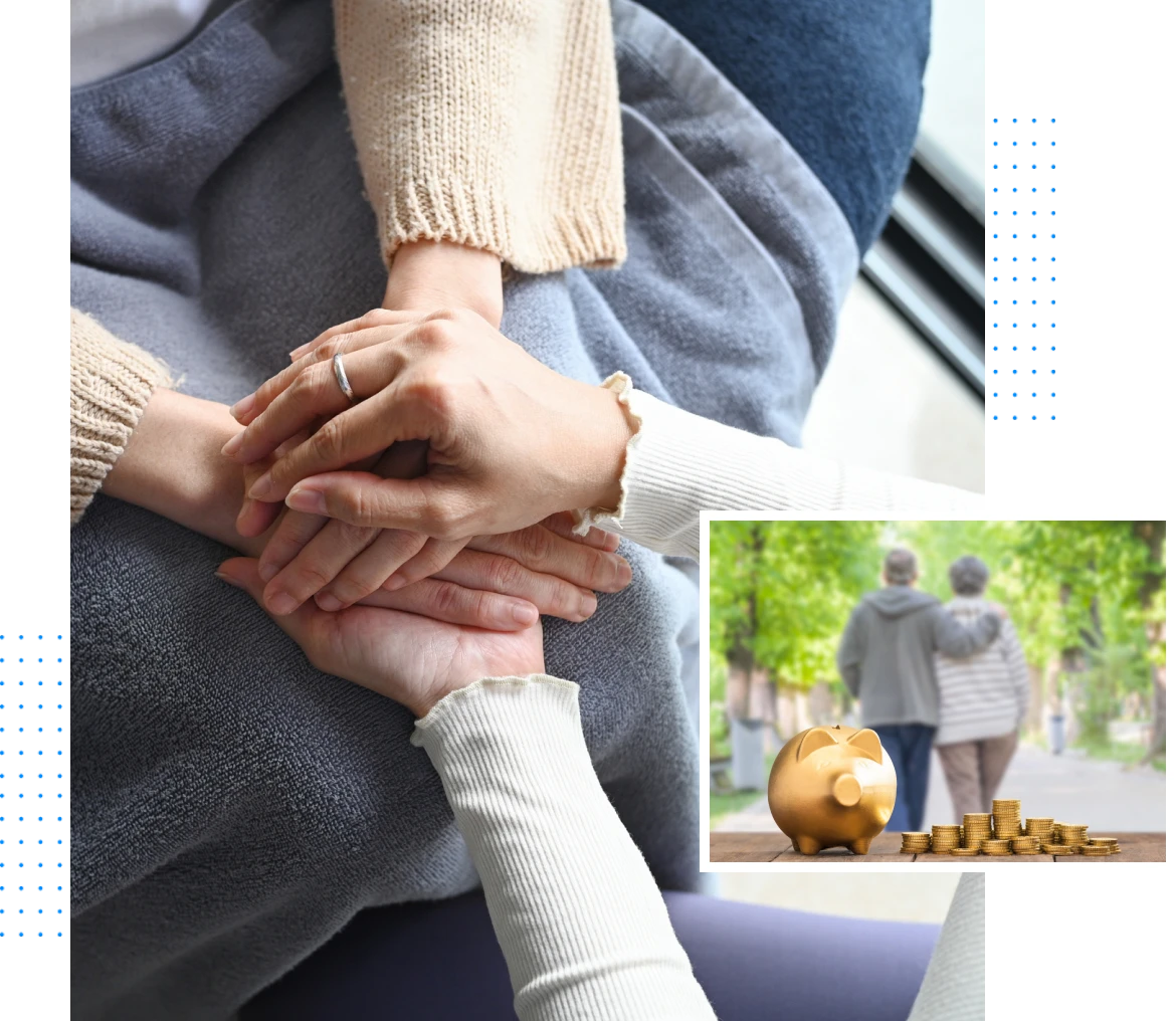 Elderly couple walking outdoors
